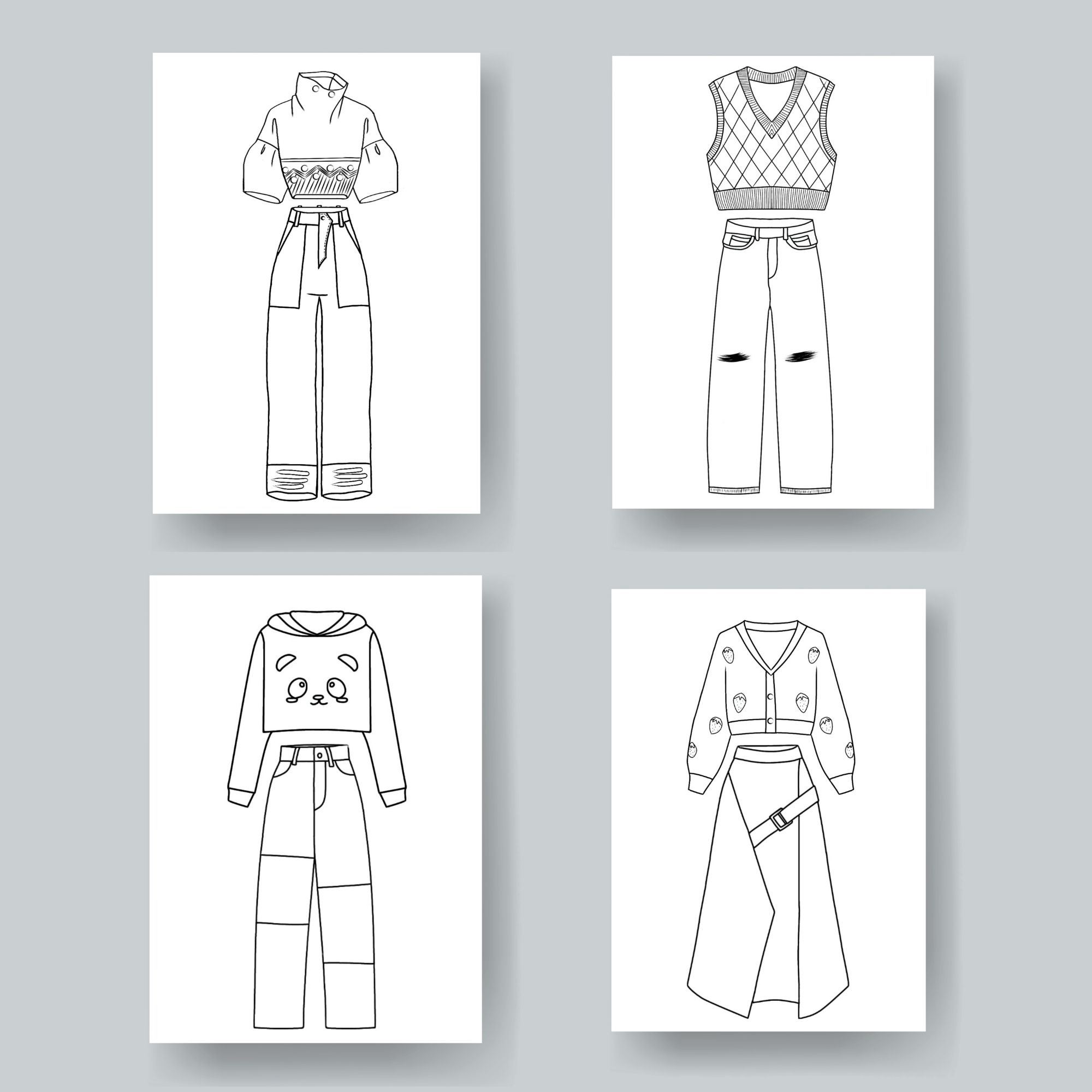 Outfits coloring pages for girls made by teachers