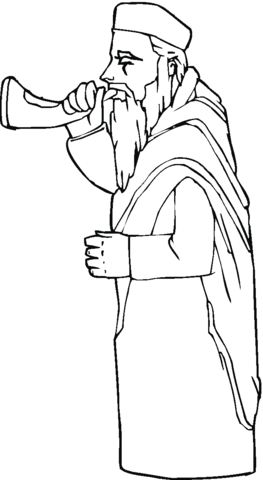 Man is playing shofar coloring page free printable coloring pages