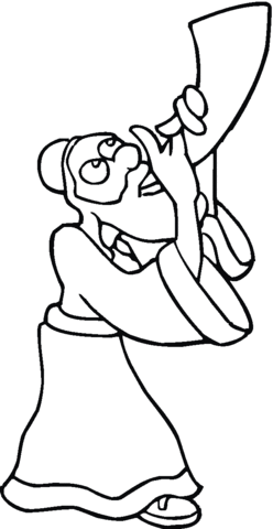 Man is playing shofar during rosh hashanah coloring page free printable coloring pages