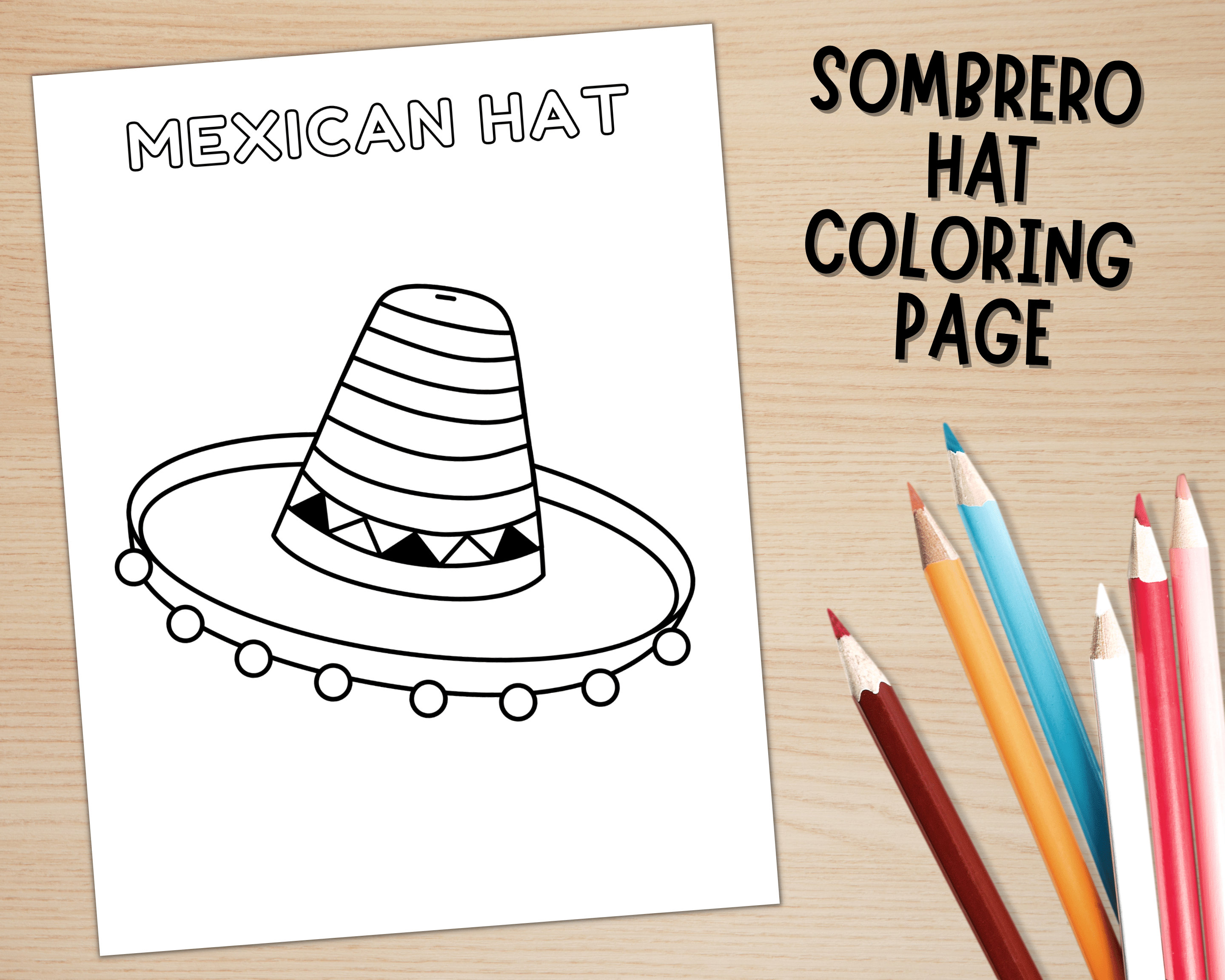 Printable sombrero hat craft hispanic heritage month craft cinco de mayo activities color cut and paste mexican hat pdf download now