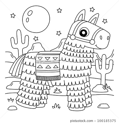 Cinco de mayo pinata coloring page for kids