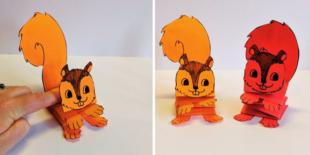 Folded paper squirrel autumn crafts teacher made