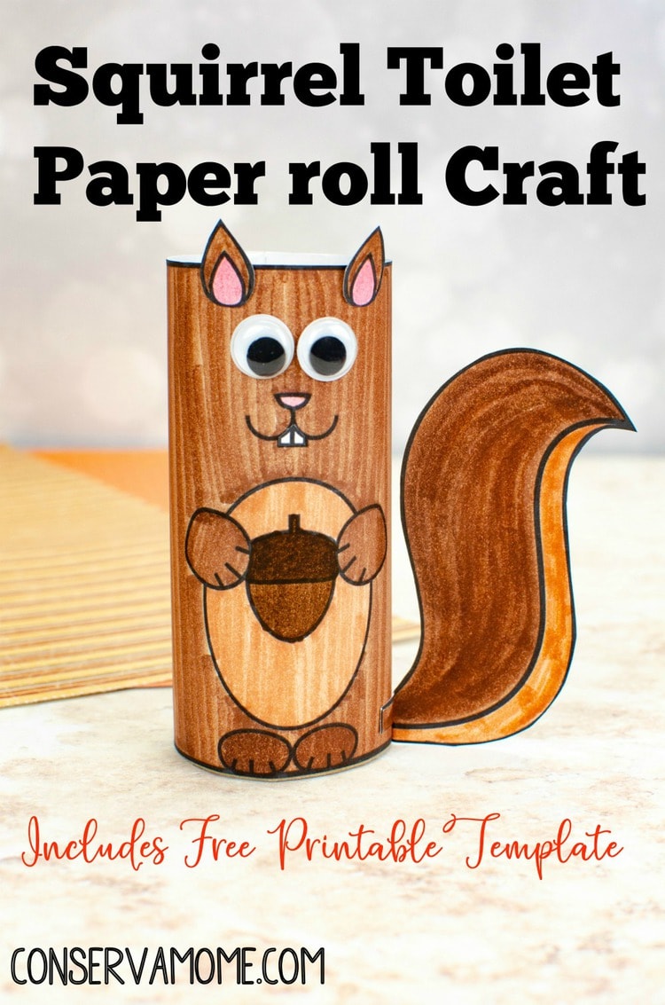 Squirrel toilet paper roll craft with printable template