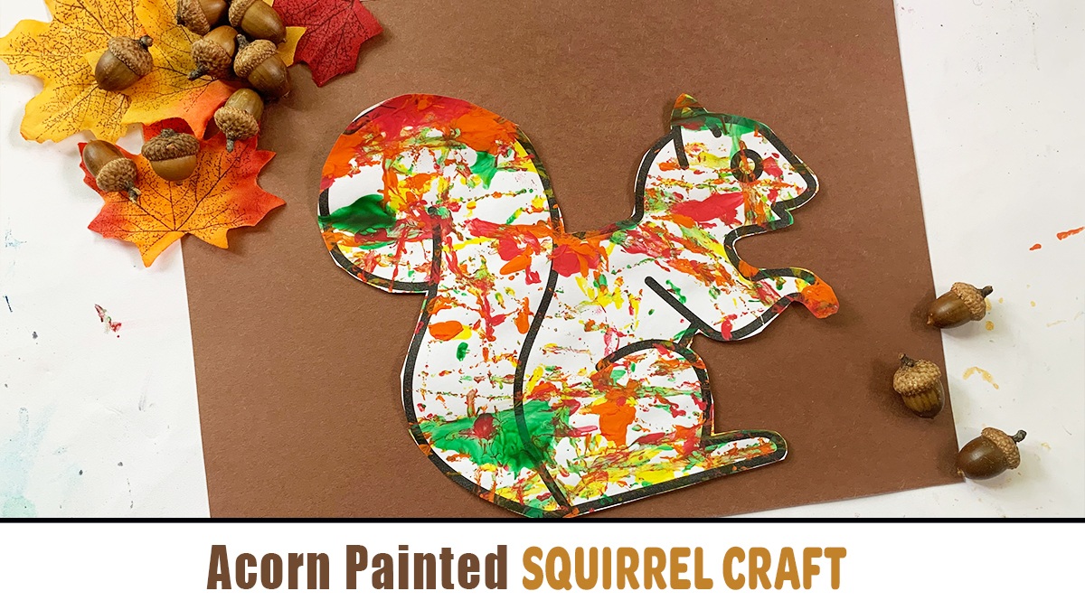 Acorn painted squirrel craft with free template