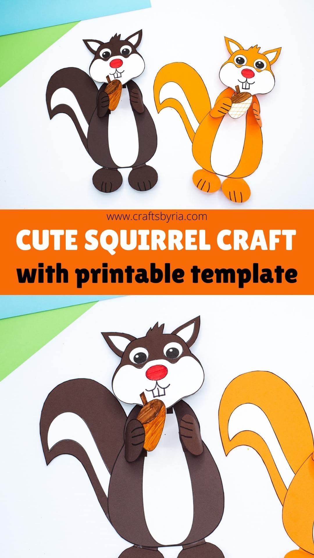 Easy squirrel craft with bobblehead printable template