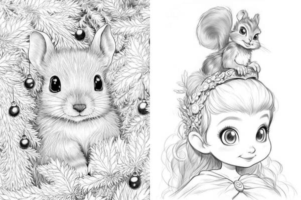 Adorable squirrel coloring pages for kids and adults