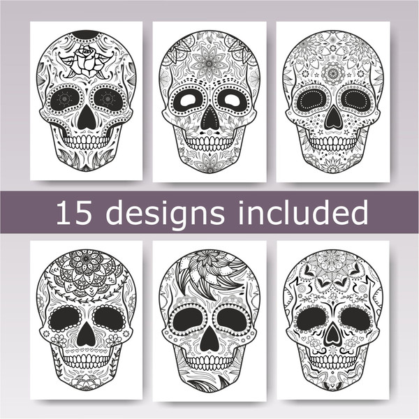 Printable dia de los muertos coloring pages pdf sugar skull