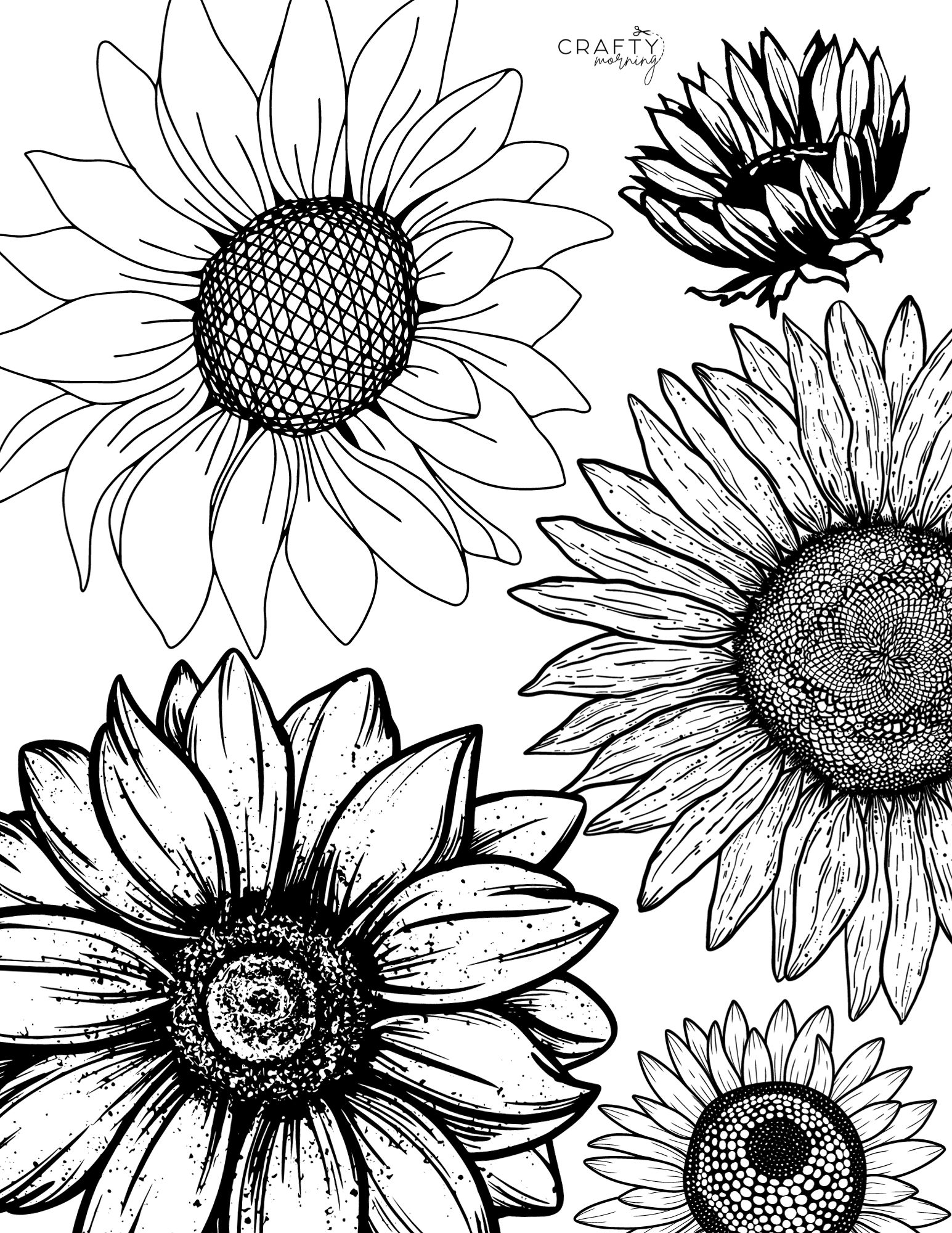 Free printable sunflower coloring pages