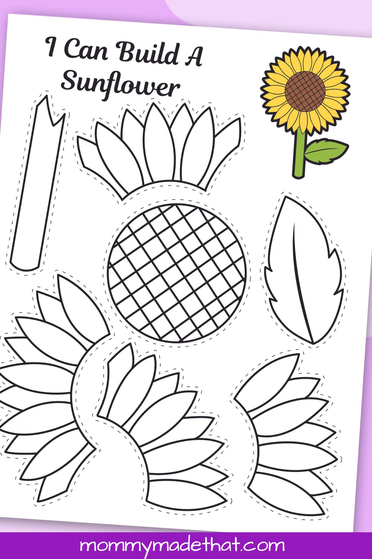 Printable sunflower craft template