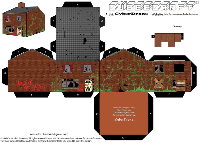 Haunted house paper toy free printable papercraft templates