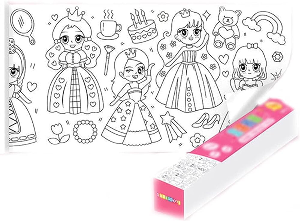 Childrens drawing rollcoloring paper roll for kidsdiy sticky painting color filling papercreative early educational toys for toddlers cute princess buy online at best price in k