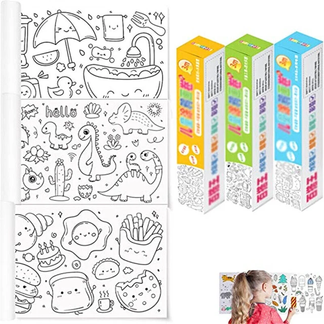 Children coloring paper graffiti scroll children drawing sticky paper roll