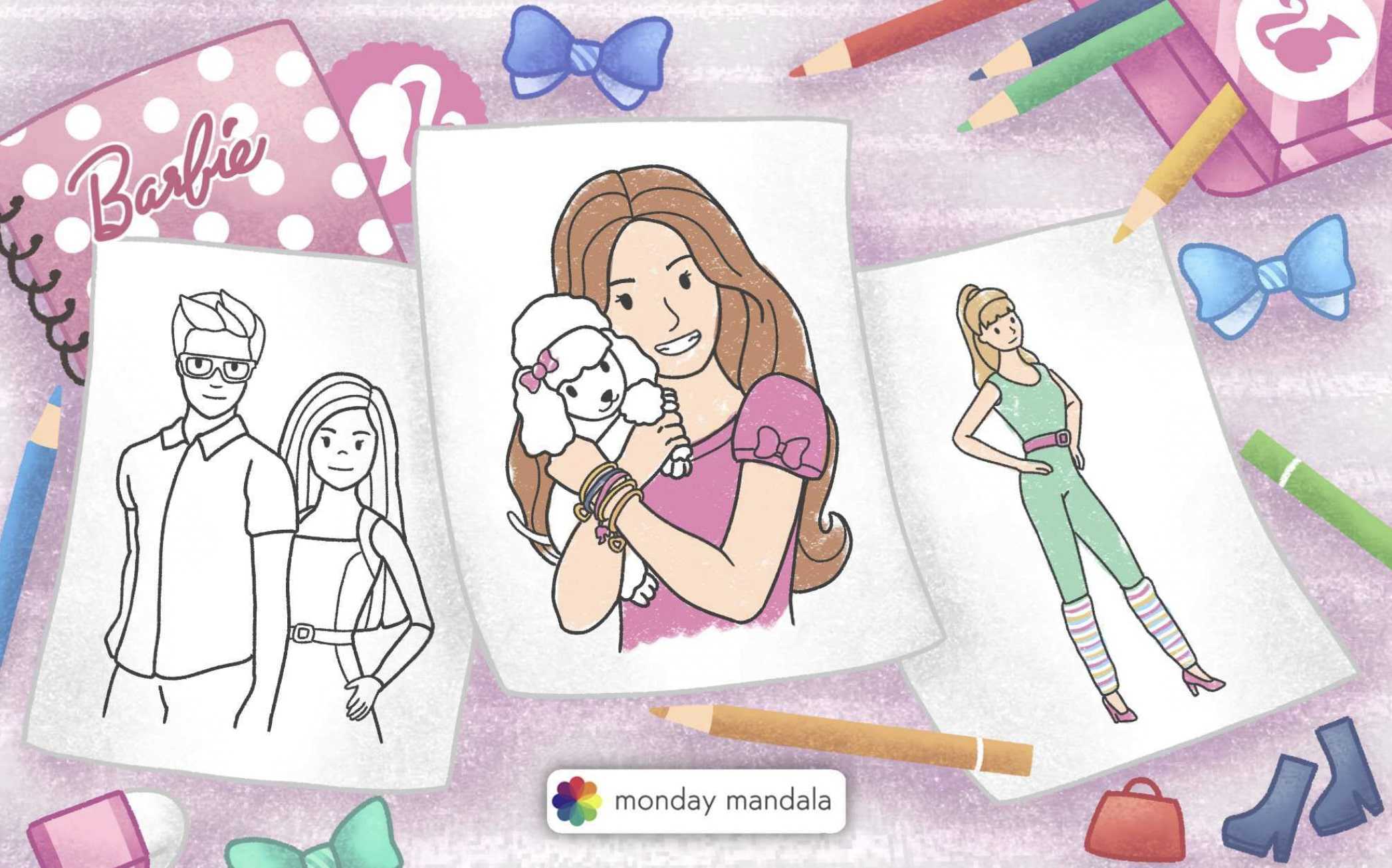 Barbie coloring pages free pdf printables