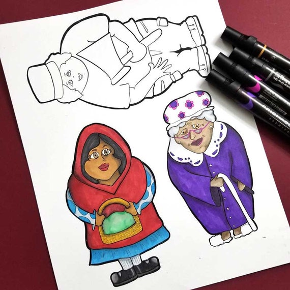 Kids activitiews and crafts little red riding hood puppets coloring pages printable paper toys kids literacy activity book craft instant download