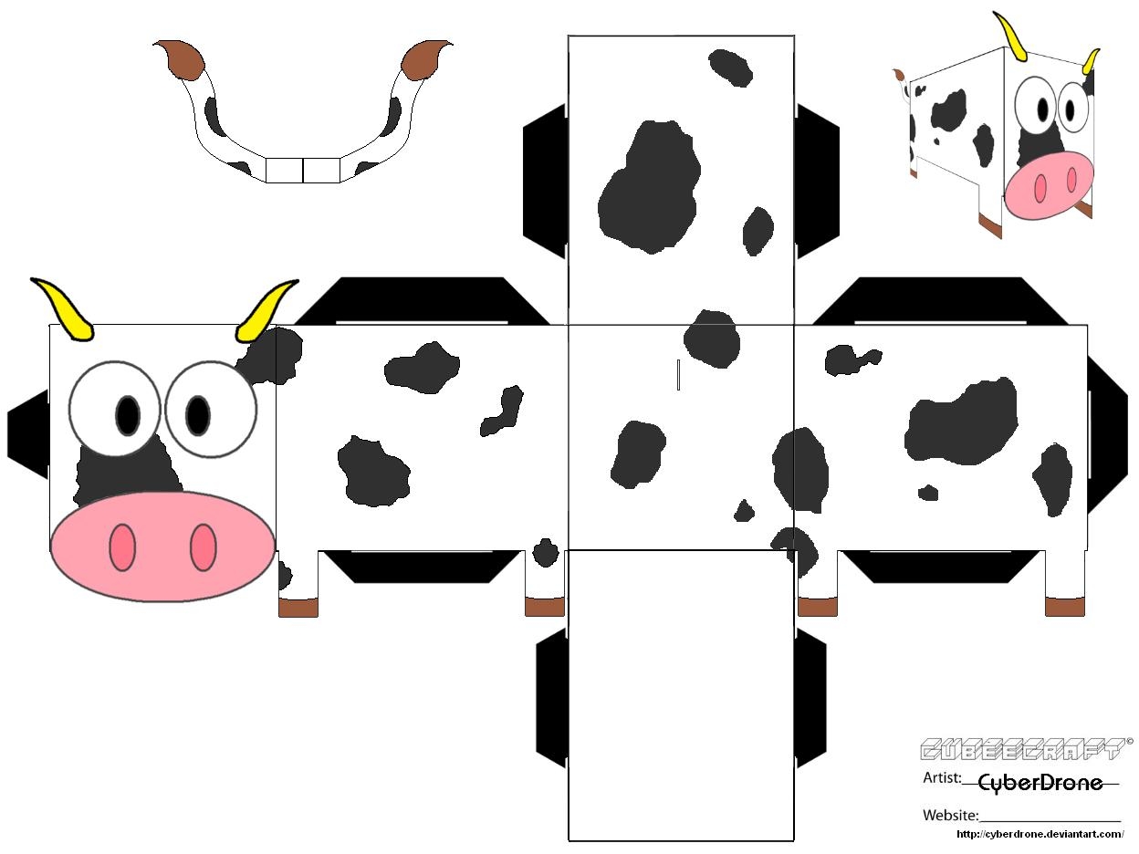 Cow paper toy free printable papercraft templates