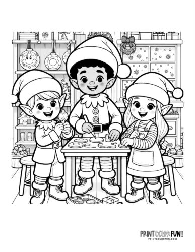 Cute christmas elves santas elves clipart coloring pages direct from the north pole at