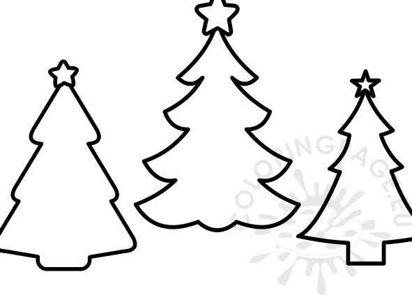 Printable paper christmas tree template coloring page