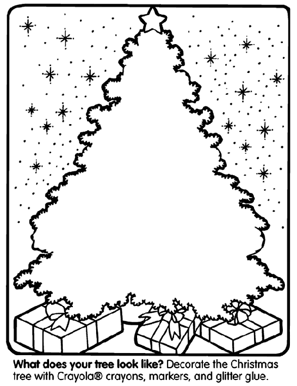 Christmas tree coloring page for kids
