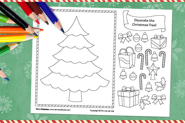 Printable paper christmas tree template coloring page â tims printables