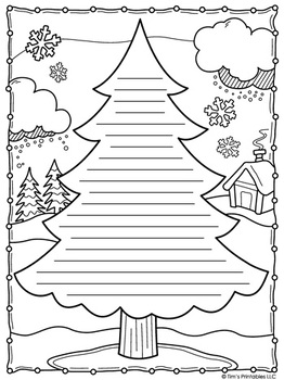 Christmas tree writing paper templates by tims printables tpt