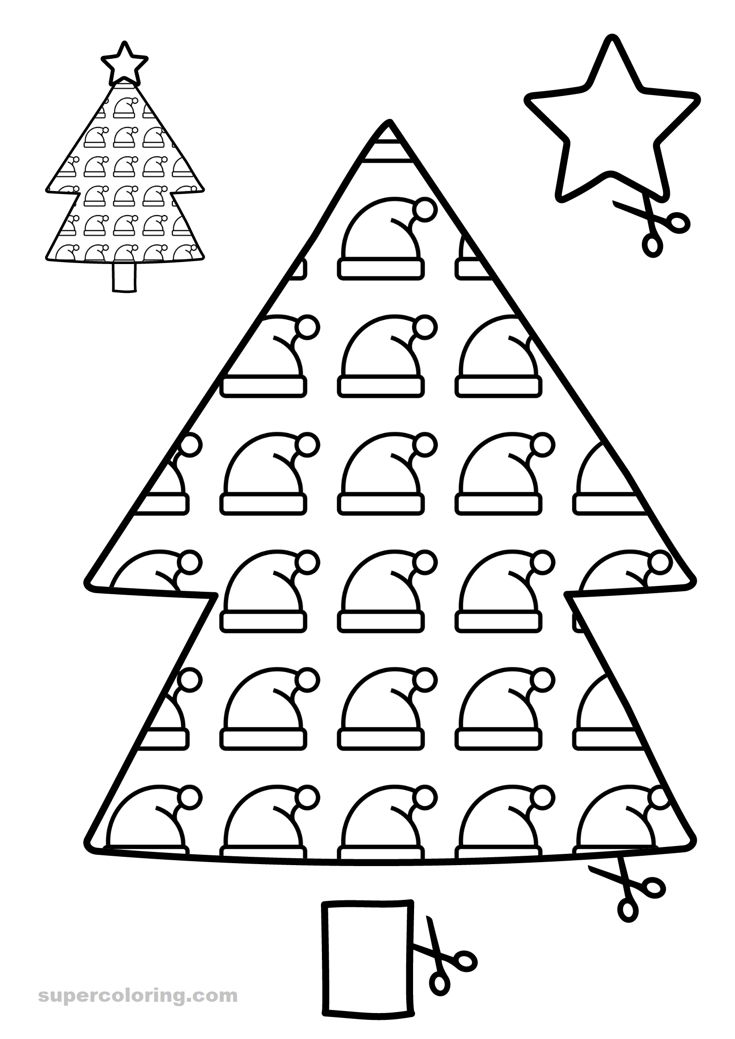 Color cut and paste paper christmas tree free printable papercraft templates