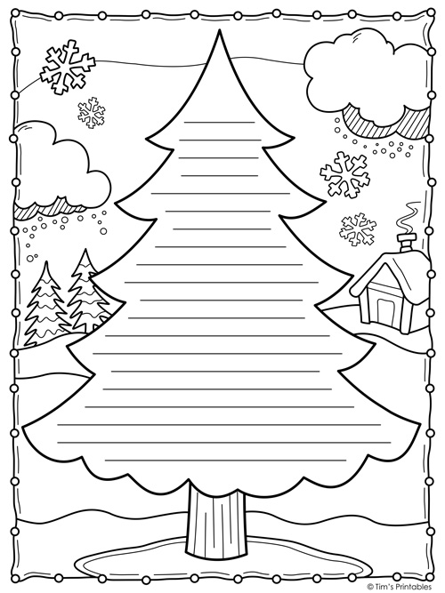 Christmas tree writing paper templates â tims printables