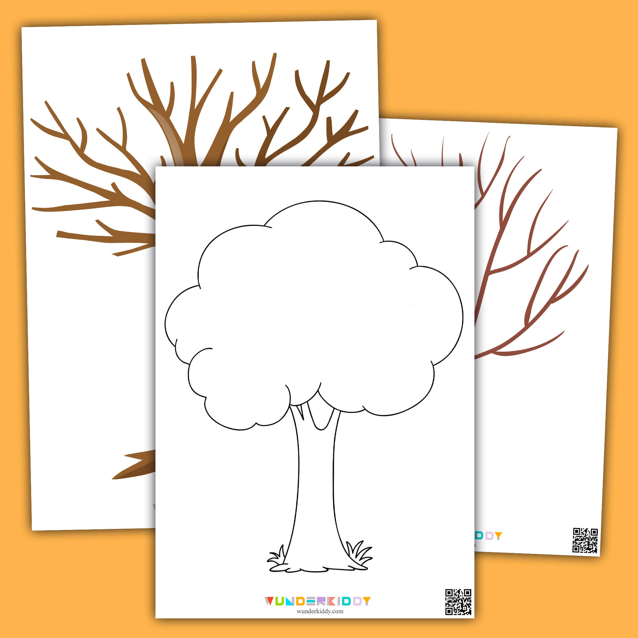 Printable tree template for craft and coloring pages for kids