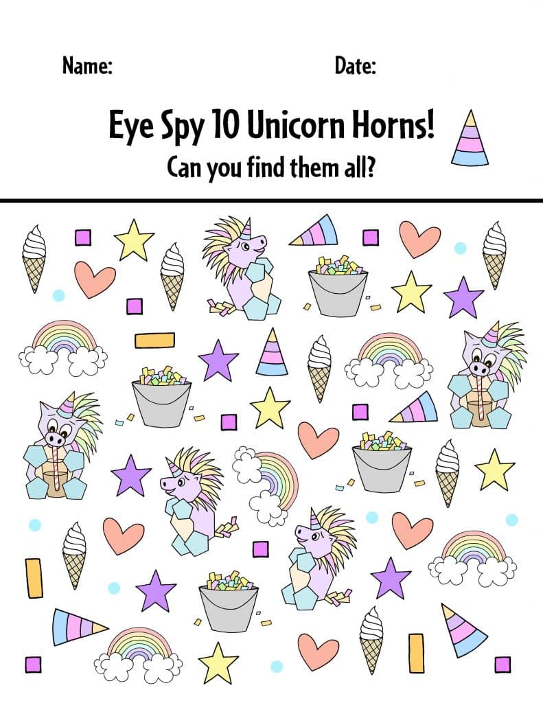 Free unicorn worksheets for preschool plus unicorn head templates â the hollydog blog