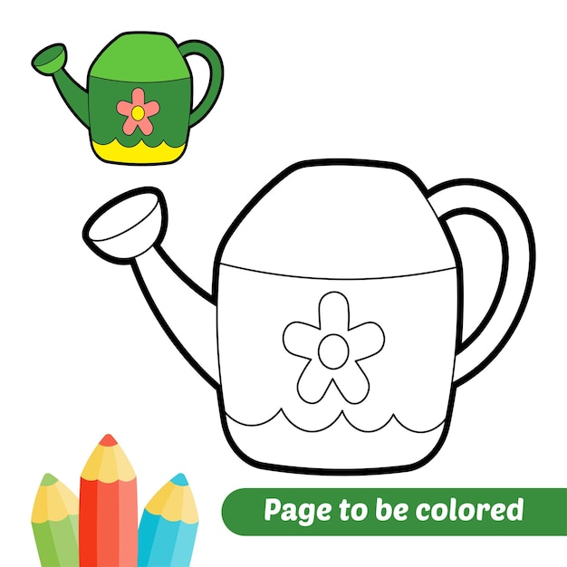 Premium vector coloring book for kids watering can vector