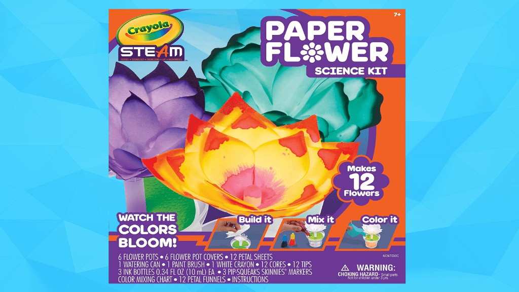 Watch colors bloom with the crayola paper flower science kit