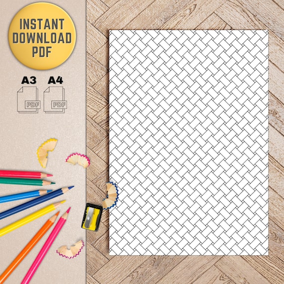 Basket weave coloring page mind healing seamless pattern symmetrical geometric coloring page instant download instant download