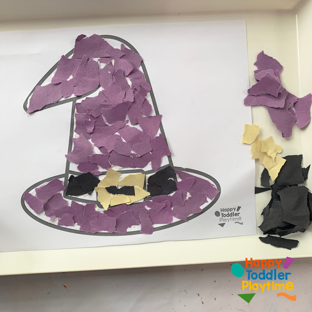 Torn paper witch hat craft with free printable