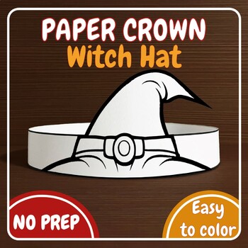 Witch hat paper crown printable headband coloring craft activity halloween