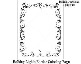 Christmas lights coloring page printable letter for santa holiday lights border kids christmas coloring sheet fun kids art digital download