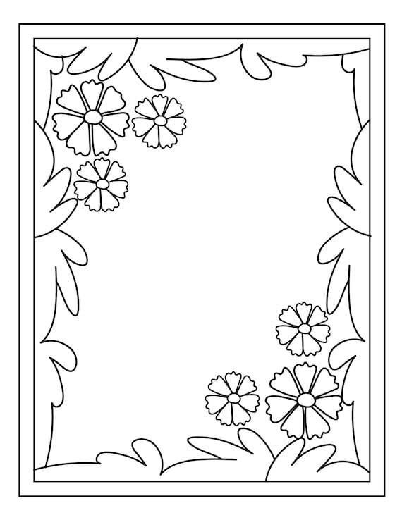 Printable flower border coloring pages download now