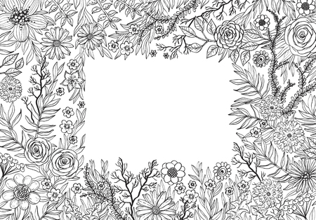 Floral border coloring page stock photos and images