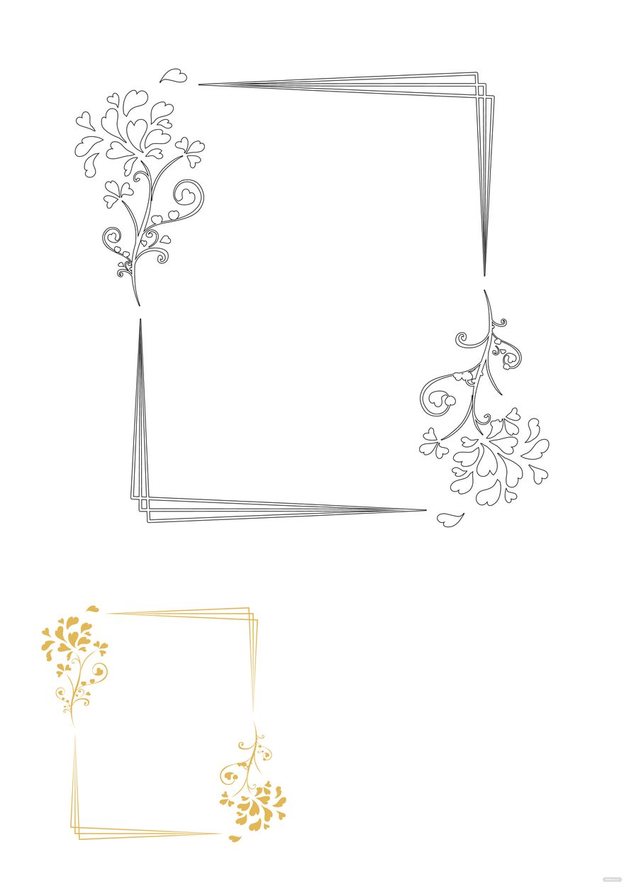 Free floral gold frame coloring page