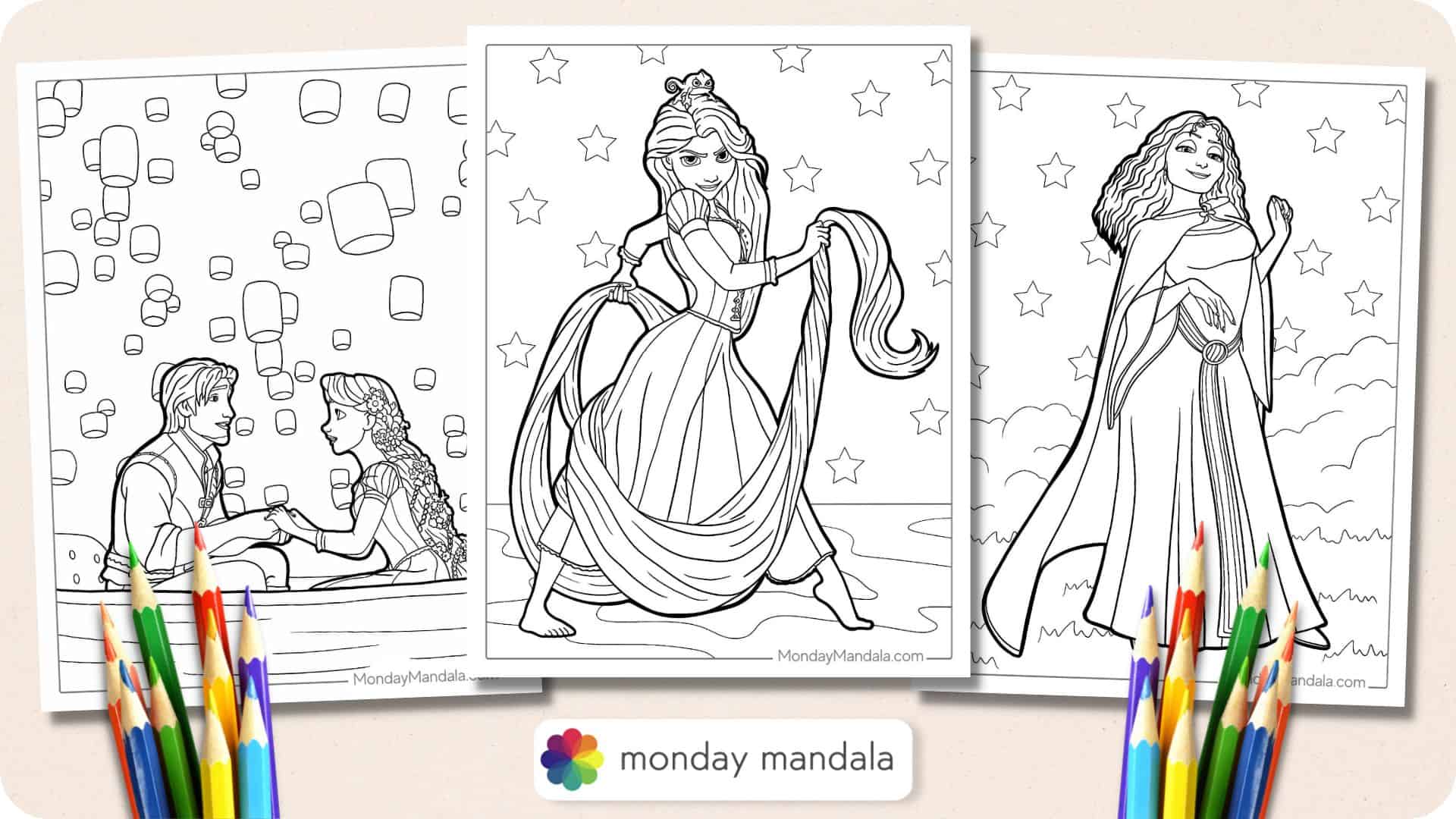 Tangled coloring pages free pdf printables