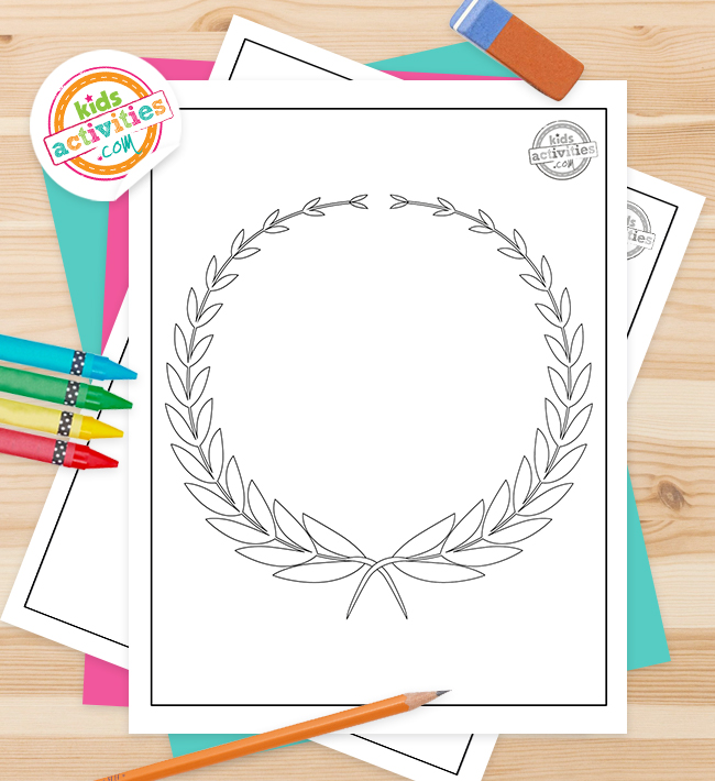 Free printable laurel wreath crown coloring page kids activities blog