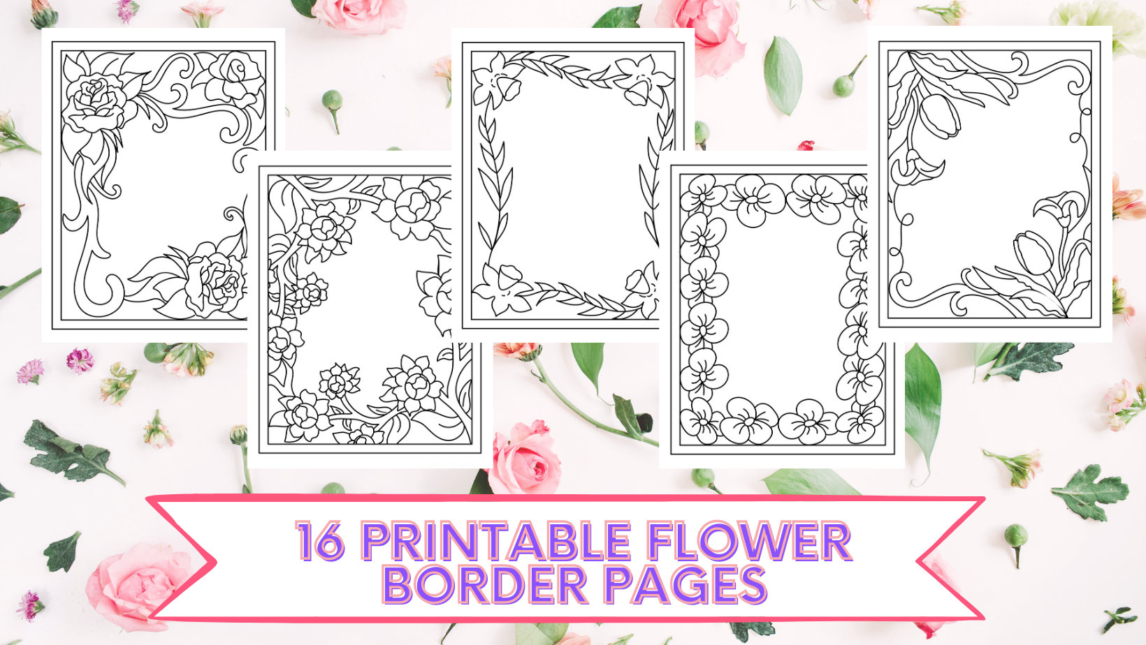 Printable flower border coloring pages download now