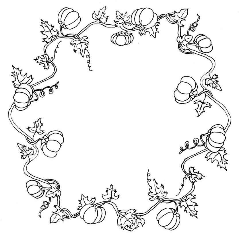 Fall wreath coloring pages kit