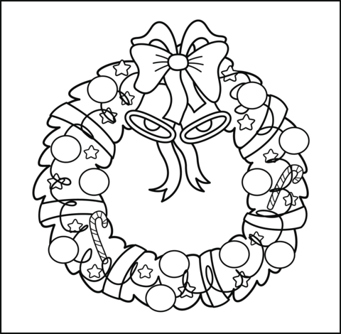 Christmas wreath coloring page free printable coloring pages