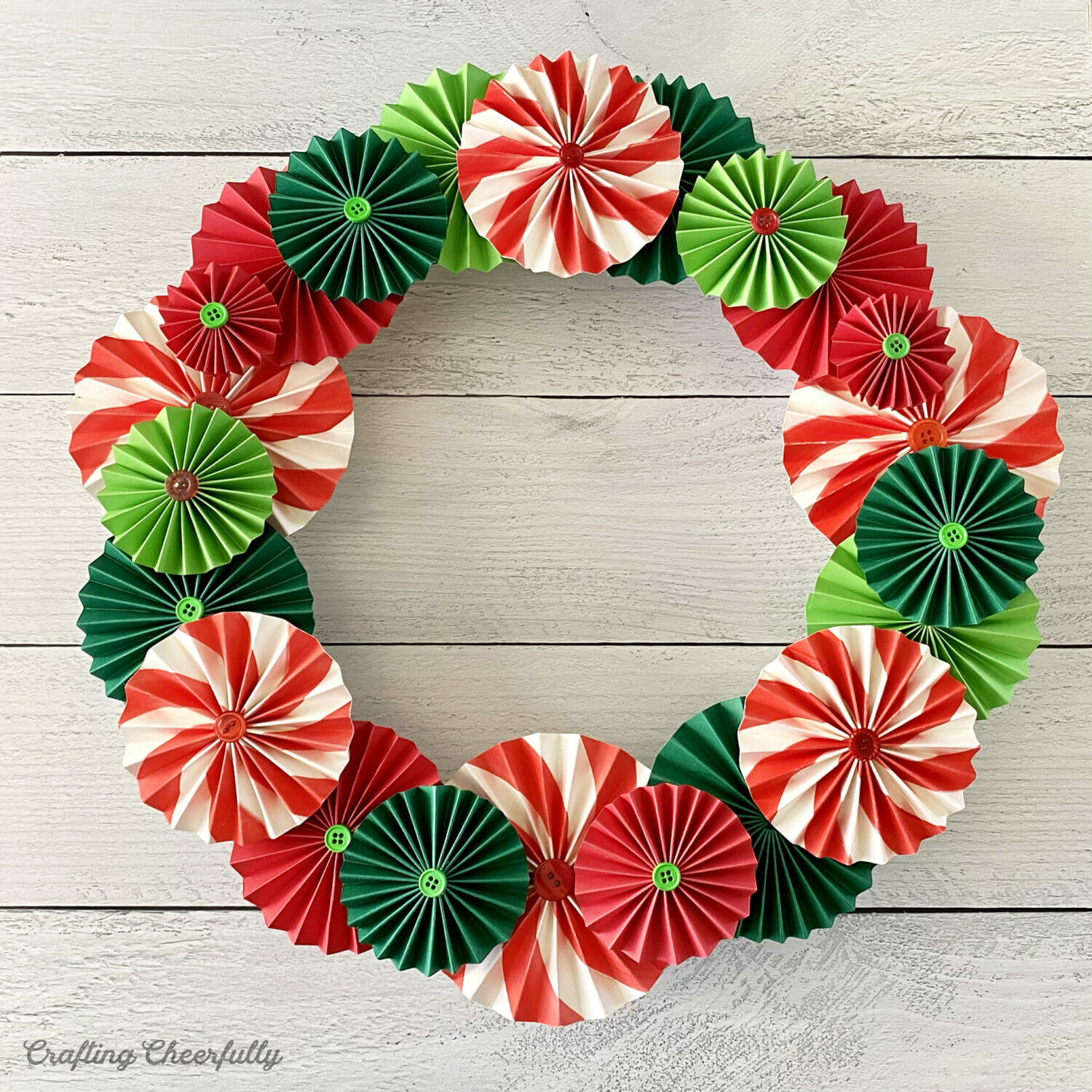 Peppermint paper christmas wreath