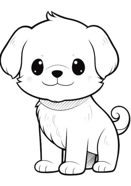 Premium ai image cute puppy coloring page on a paper