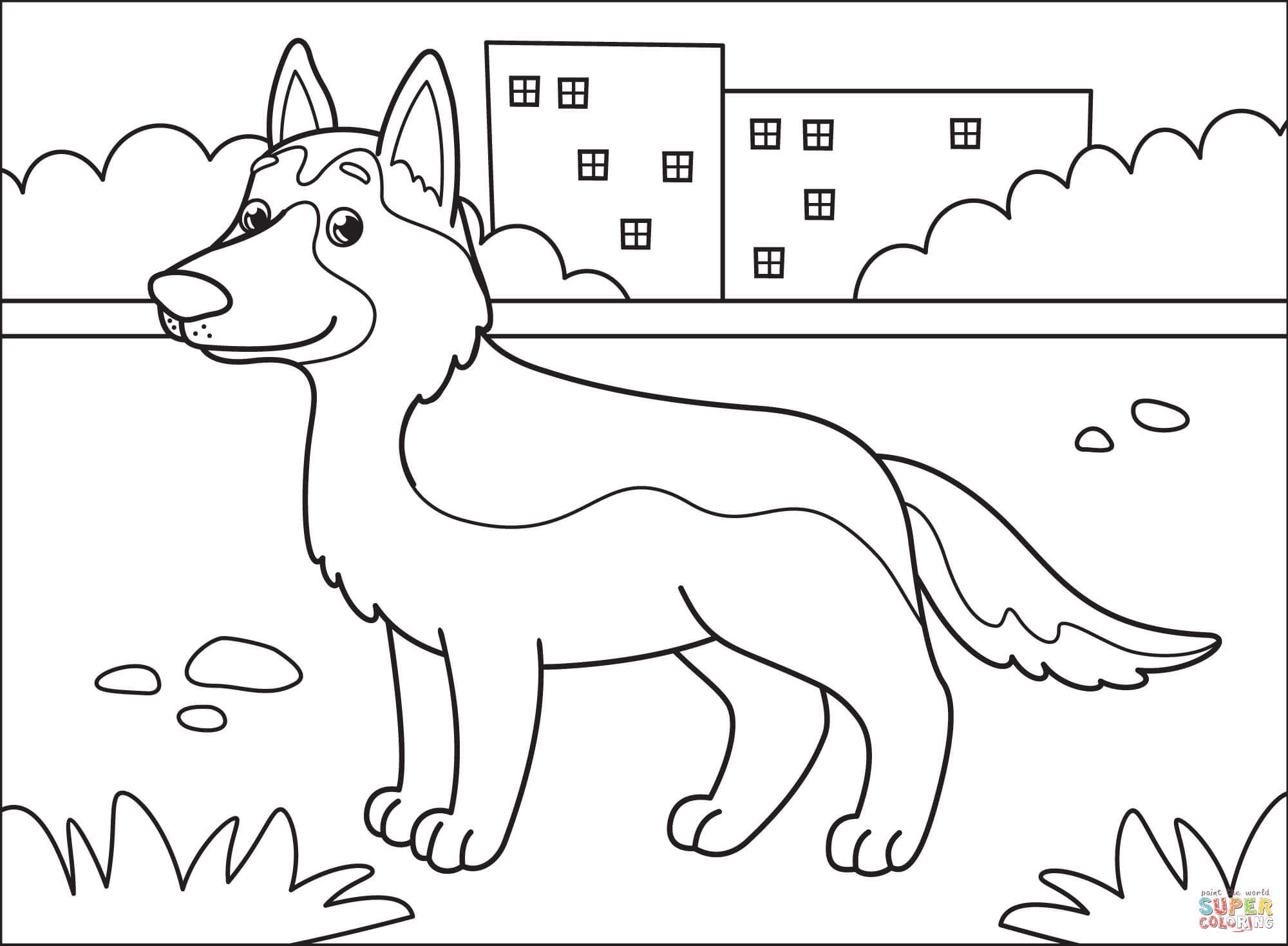 German shepherd coloring page free printable coloring pages