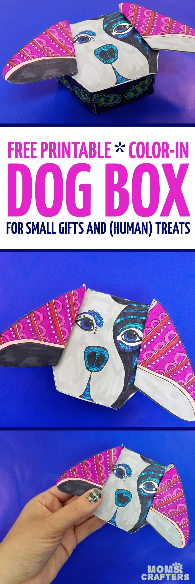 Dog box coloring page for adults moms and crafters