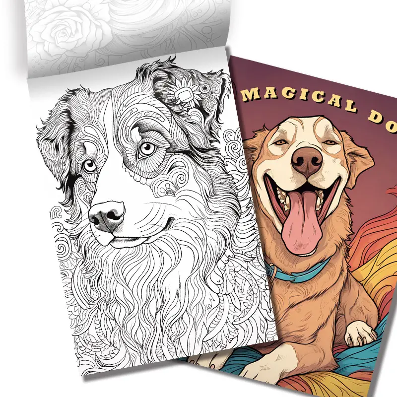 A paper thickened pages magical dog coloring book