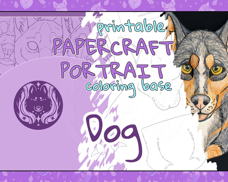 Printable paper craft coloring base dog