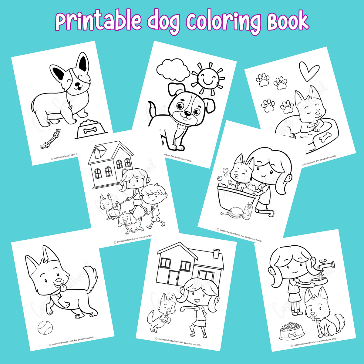 Printable dog coloring book pages â cassie smallwood