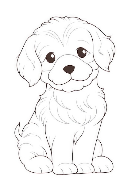 Premium ai image cute puppy coloring page on a paper